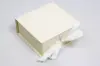 3-1/2X3-1/2X1-1/2 MATTE CREAM W/ CREAM RIBBON JEWLERY BOX