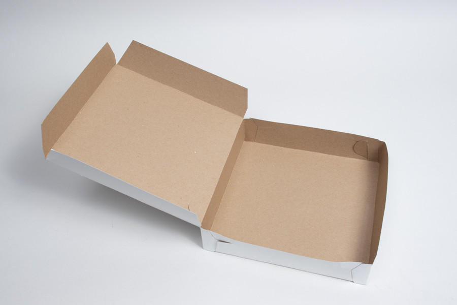 9 x 9 x 1-1/2 WHITE LOCK-CORNER PIZZA BOX