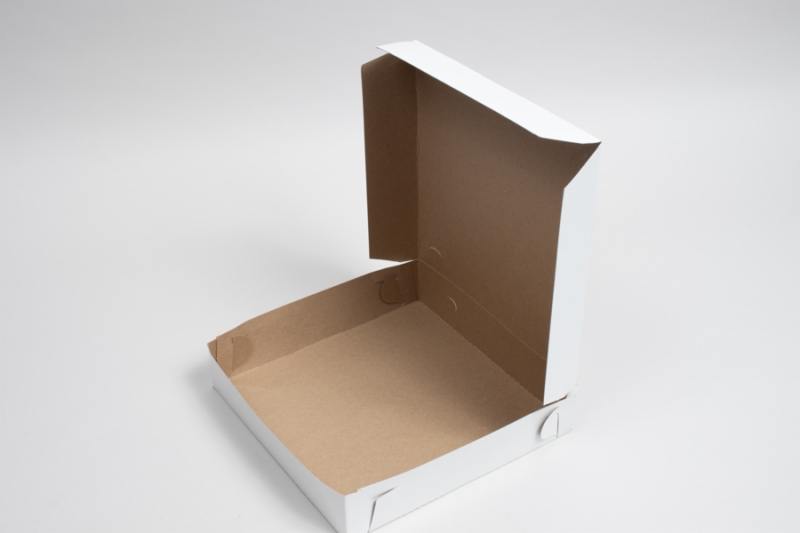 9 x 9 x 1-1/2 WHITE LOCK-CORNER PIZZA BOX