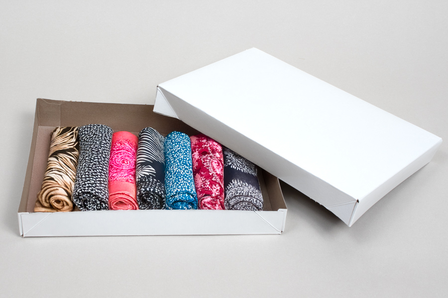 10 x 7 x 1-1/2 Recycled White Gloss Apparel Boxes