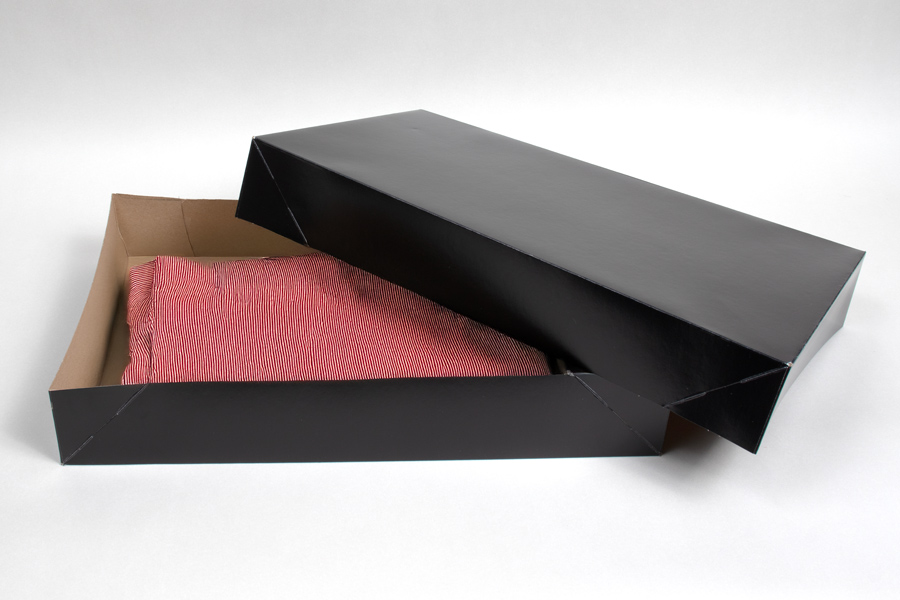 19L x 12W x 3H, Ohio Valley Colored Pop Up Apparel Boxes, Black Gloss