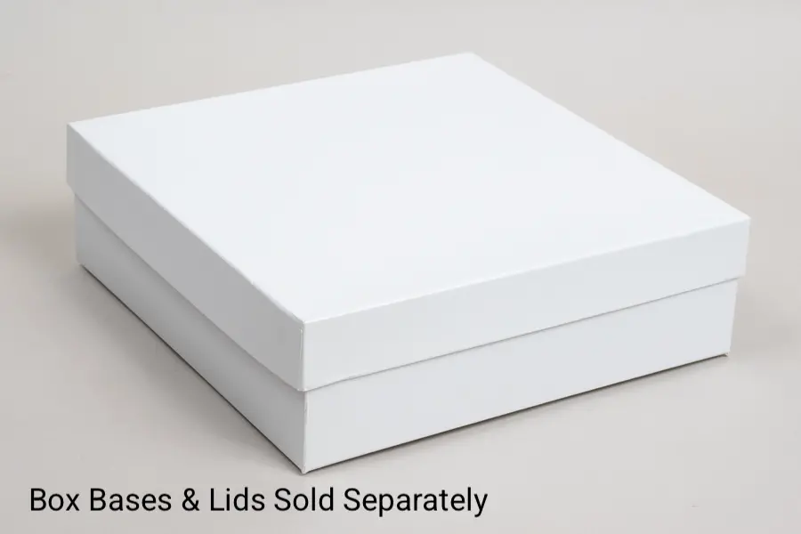 10x10x3 White Gloss Hi-Wall Folding Gift Boxes *Lids Sold Separately*