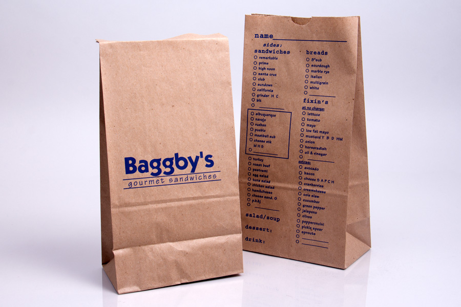 Custom Natural Kraft Ink Printed Paper Take-out Deli Sandwich bag - Baggby's 