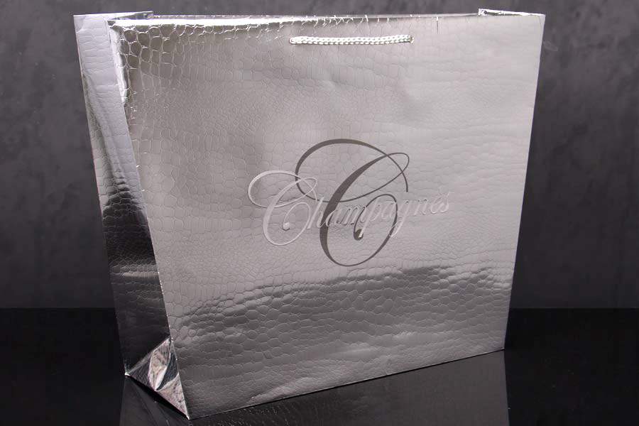 Custom Printed Textured Metallic Paper Eurotote bags - Champagnes