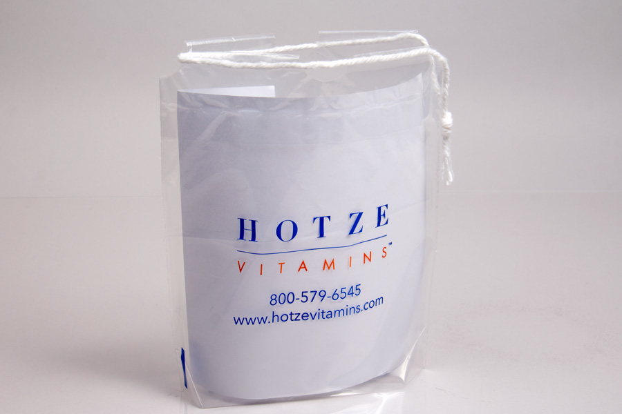 Custom Printed Drawstring Clear Plastic Shopping Bag - Hotze Vitamins