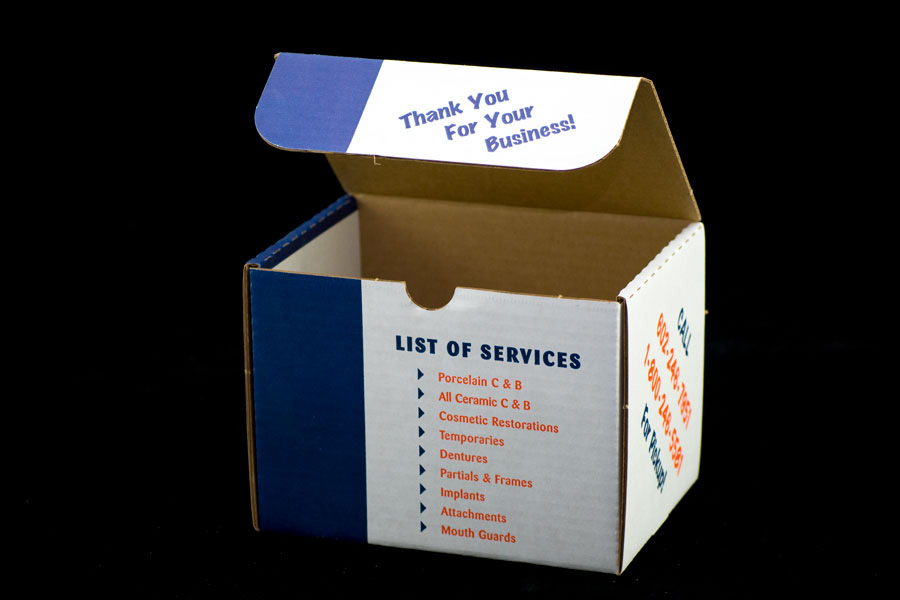 Custom Ink Printed Corrugated Shipping Box with Tucktop - Dental