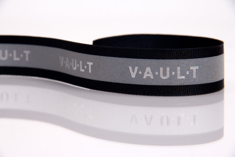 Custom Printed Reflector Ribbon with Hot Stamp Printing - VAULT