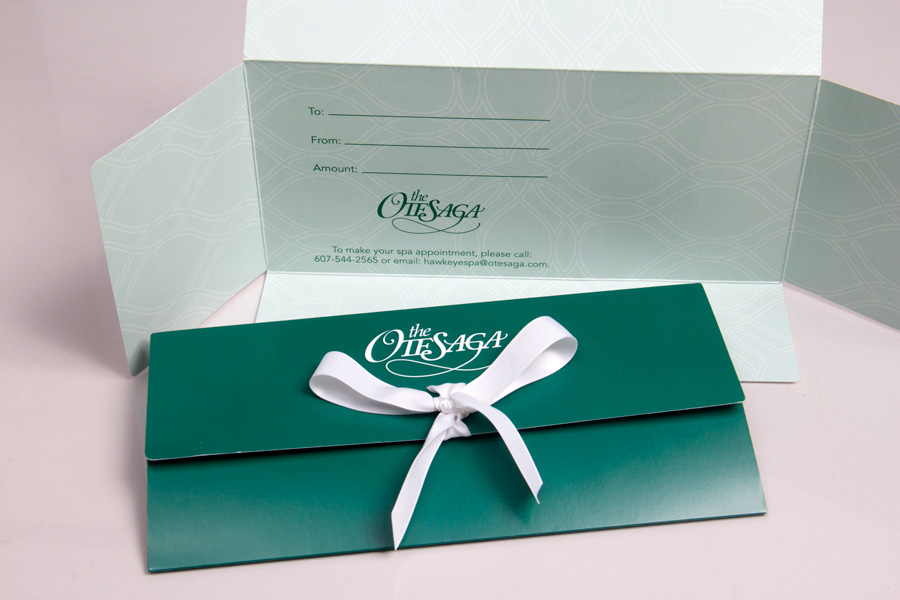 Custom Printed Gift Certificate Folder - Ola Spa
