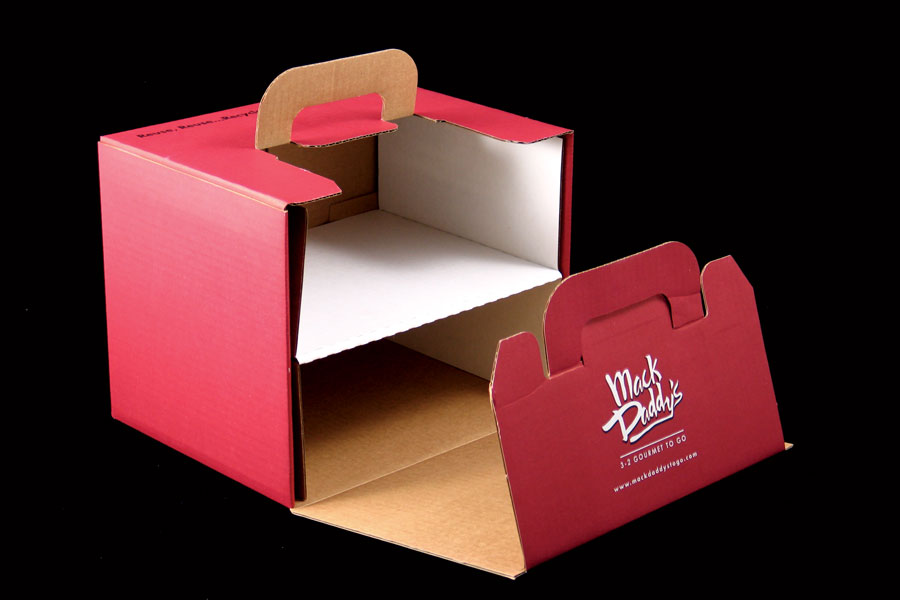Custom Printed Corrugated Take-out Food Boxes with handle - Mack Daddy
