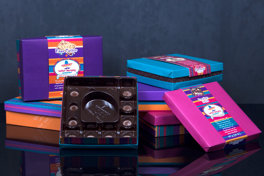 Custom Printed Confectionary Candy Boxes with Custom molded inserts - Senor Murphy