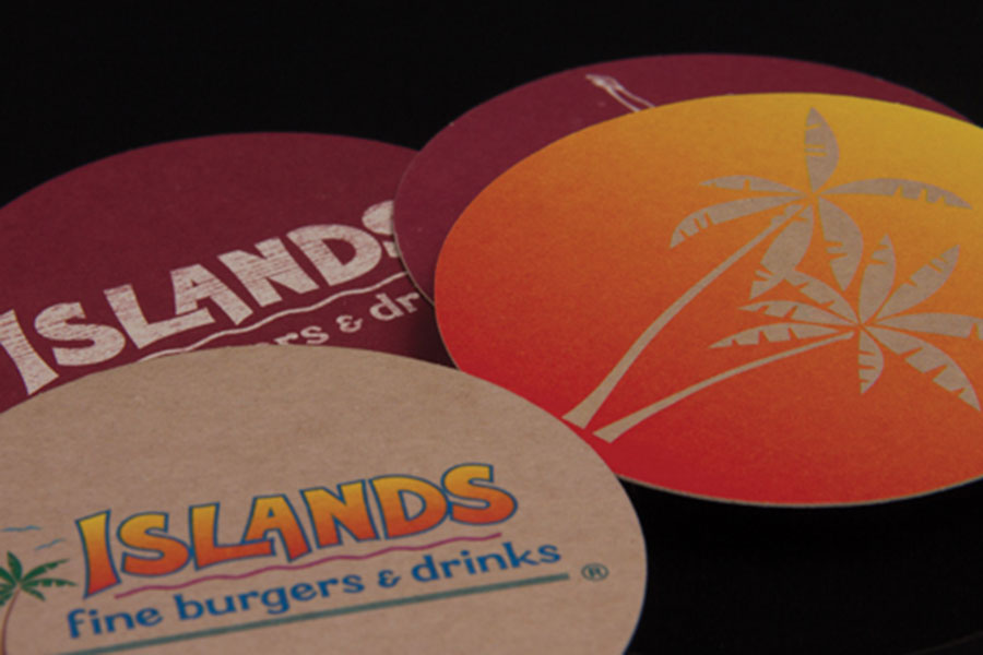 Custom 4 Color Process Printed Coasters - Islands Restaurants