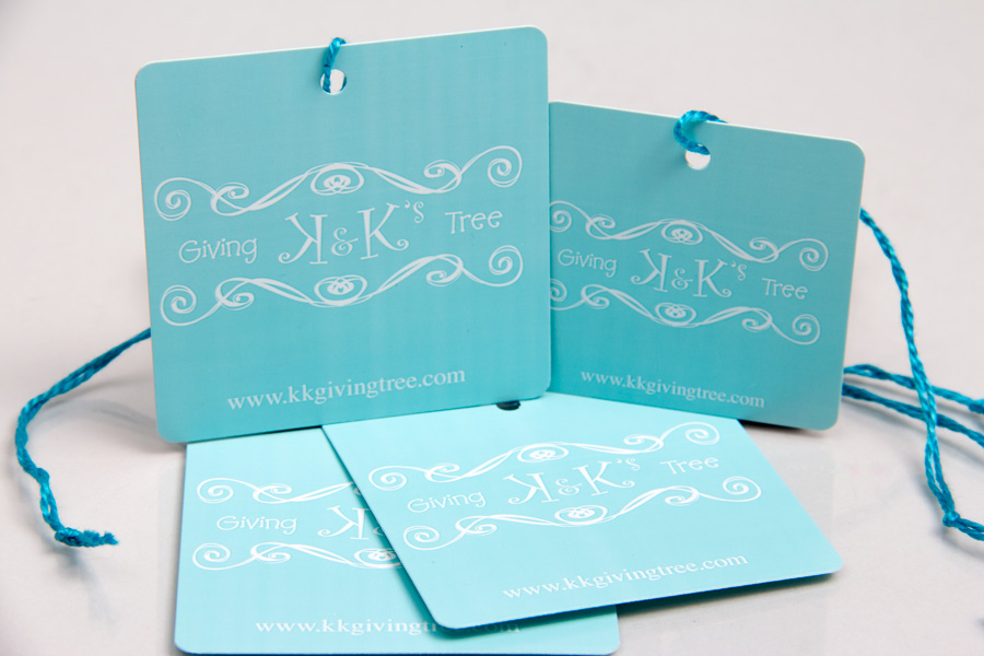 Custom Ink Printed Hang Tags with Matching String - K and K Giving Tree