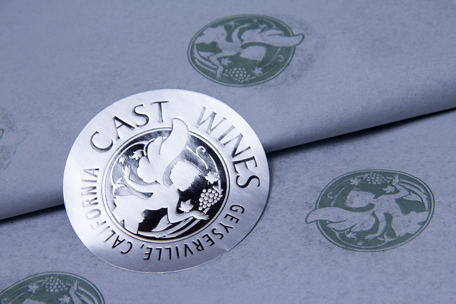 Custom Printed Hot Stamp Debossed Metallic Labels - Cast Wines