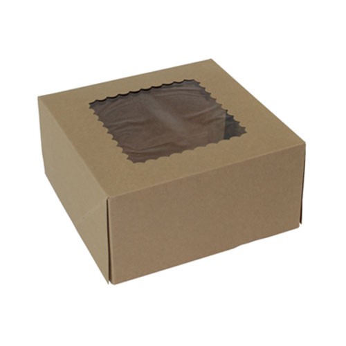8 x 8 x 4 NATURAL KRAFT WINDOWED BAKERY BOXES