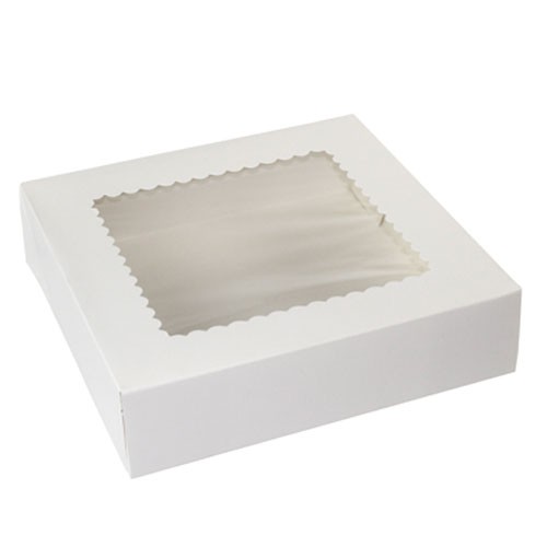 10 x 10 x 2-1/2 WHITE CUPCAKE BOXES WITH WINDOWS