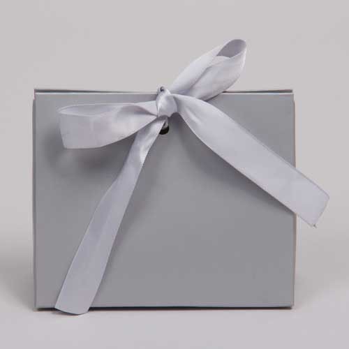 4.5x2x3.75 Matte Silver Ribbon Tied Purse Gift Card Boxes