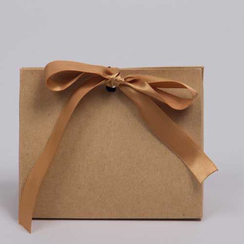 4.5 x 2 x 3.75 NATURAL KRAFT RIBBON TIED PURSE BOXES