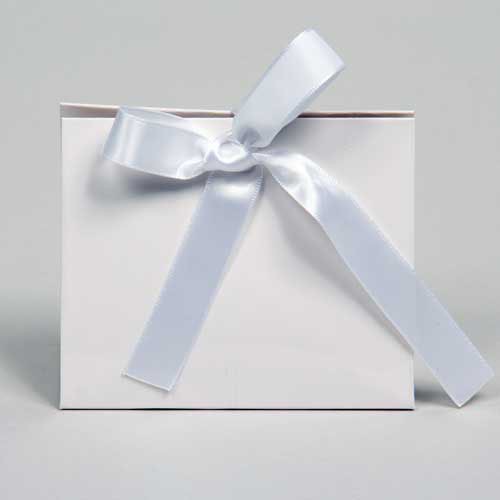4.5 x 2 x 3.75 GLOSS WHITE RIBBON TIED PURSE BOXES