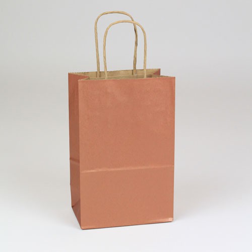5.5 x 3.25 x 8.37 COPPER METALLIC PAPER SHOPPING BAGS ***LIMITED AVAILABILITY***