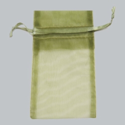 5.5 x 9 OLIVE GREEN SHEER ORGANZA POUCHES