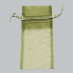 6 x 14 OLIVE GREEN SHEER ORGANZA POUCHES