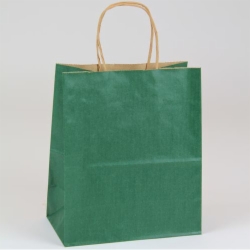 8 x 4.75 x 10.5 FOREST GREEN MATTE SHADOWSTRIPE PAPER BAGS