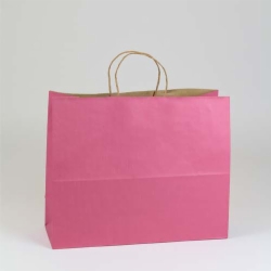 16 x 6 x 13 LIPSTICK PINK MATTE SHADOWSTRIPE PAPER BAGS