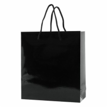 6 x 3.5 x 6.5 BLACK GLOSS PAPER EUROTOTE SHOPPING BAGS