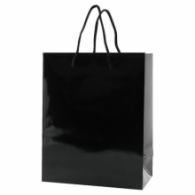 8 x 4 x 10 BLACK GLOSS PAPER EUROTOTE SHOPPING BAGS