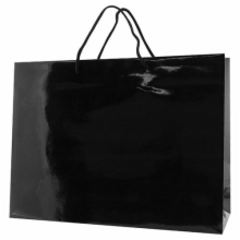 16 x 6 x 12 BLACK GLOSS PAPER EUROTOTE SHOPPING BAGS