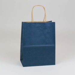 8 x 4.75 x 10.5 NAVY BLUE MATTE SHADOWSTRIPE PAPER BAGS