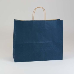 16 x 6 x 13 NAVY BLUE MATTE SHADOWSTRIPE PAPER BAGS