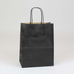 8 x 4.75 x 10.5 BLACK MATTE SHADOWSTRIPE PAPER BAGS