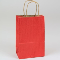 5.5 x 3.25 x 8.37 REALLY RED MATTE SHADOWSTRIPE PAPER BAGS
