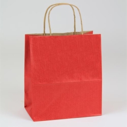 8 x 4.75 x 10.5 REALLY RED MATTE SHADOWSTRIPE PAPER BAGS