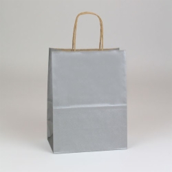 8 x 4.75 x 10.50 SILVER METALLIC PAPER SHOPPING BAGS