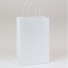 5.75 x 3.25 x 8.37 WHITE KRAFT PAPER SHOPPING BAGS - RECYCLED