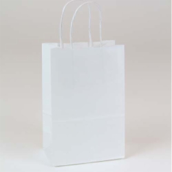 5.75 x 3.25 x 8.37 ECONOMY WHITE KRAFT PAPER SHOPPING BAGS