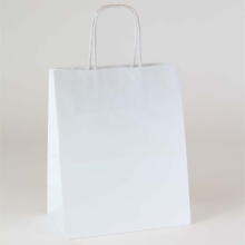 8 x 4.75 x 10.5 WHITE KRAFT PAPER SHOPPING BAGS