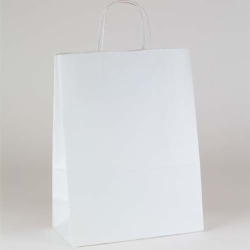 10 x 5 x 13.5 ECONOMY WHITE KRAFT PAPER SHOPPING BAGS