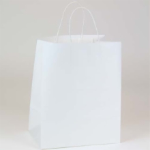 10 x 7 x 12 WHITE KRAFT PAPER SHOPPING BAGS - 100% RECYCLED