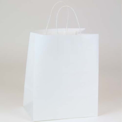 10 x 7 x 12 ECONOMY WHITE KRAFT PAPER SHOPPING BAGS