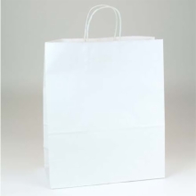 13 x 6 x 15.75 WHITE KRAFT PAPER SHOPPING BAGS