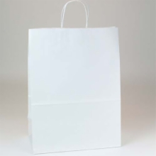 13 x 7 x 17.5 WHITE KRAFT PAPER SHOPPING BAGS
