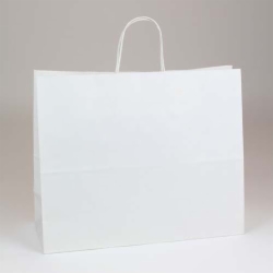 16 x 6 x 12.5 ECONOMY WHITE KRAFT PAPER SHOPPING BAGS