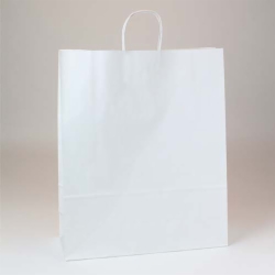 16 x 6 x 19.25 ECONOMY WHITE KRAFT PAPER SHOPPING BAGS