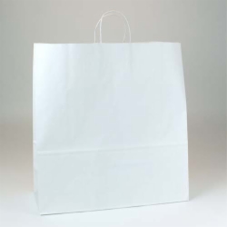 18 x 7 x 18.75 ECONOMY WHITE KRAFT PAPER SHOPPING BAGS