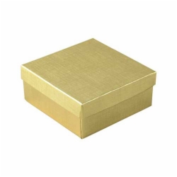 (#33D) 3-1/2 x 3-1/2 x 1-1/2 GOLD LINEN JEWELRY BOXES