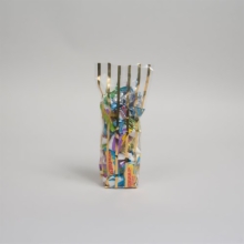1.75 x 1.75 x 8.5 GOLD STRIPED CLEAR PLASTIC CANDY BAGS