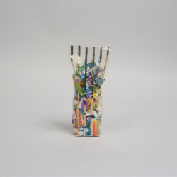 1.75 x 1.75 x 8.5 GOLD STRIPED CLEAR PLASTIC CANDY BAGS
